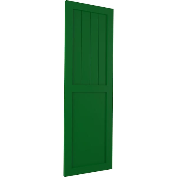 True Fit PVC Farmhouse/Flat Panel Combination Fixed Mount Shutters, Viridian Green, 12W X 75H